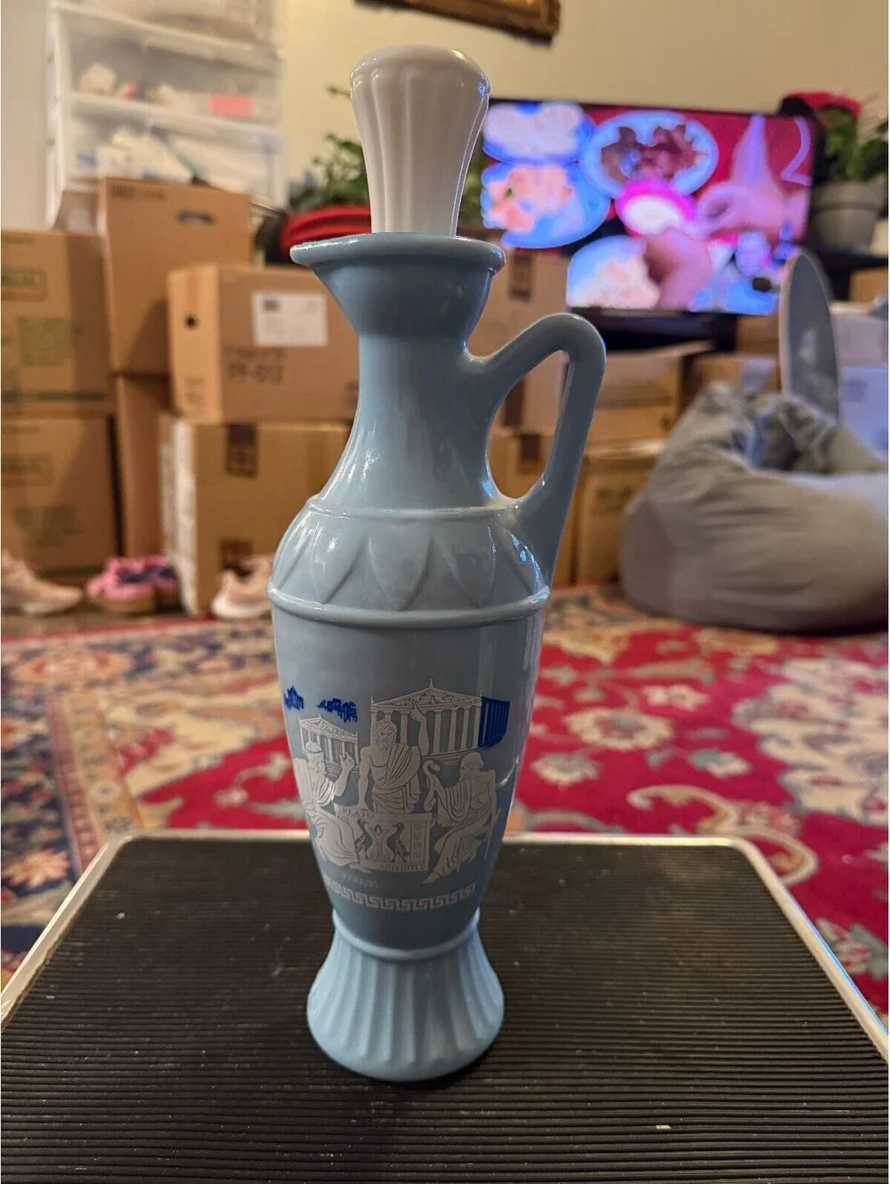 DECANTER Vintage Ceramic Decanter with Greek Philosophers Design